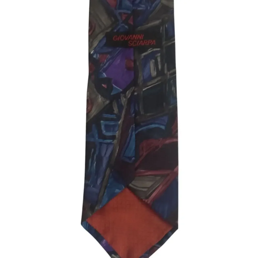 Vintage 90s Giovanni Sciarpa Tie Abstract Retro Funky Hipster Work Office Career